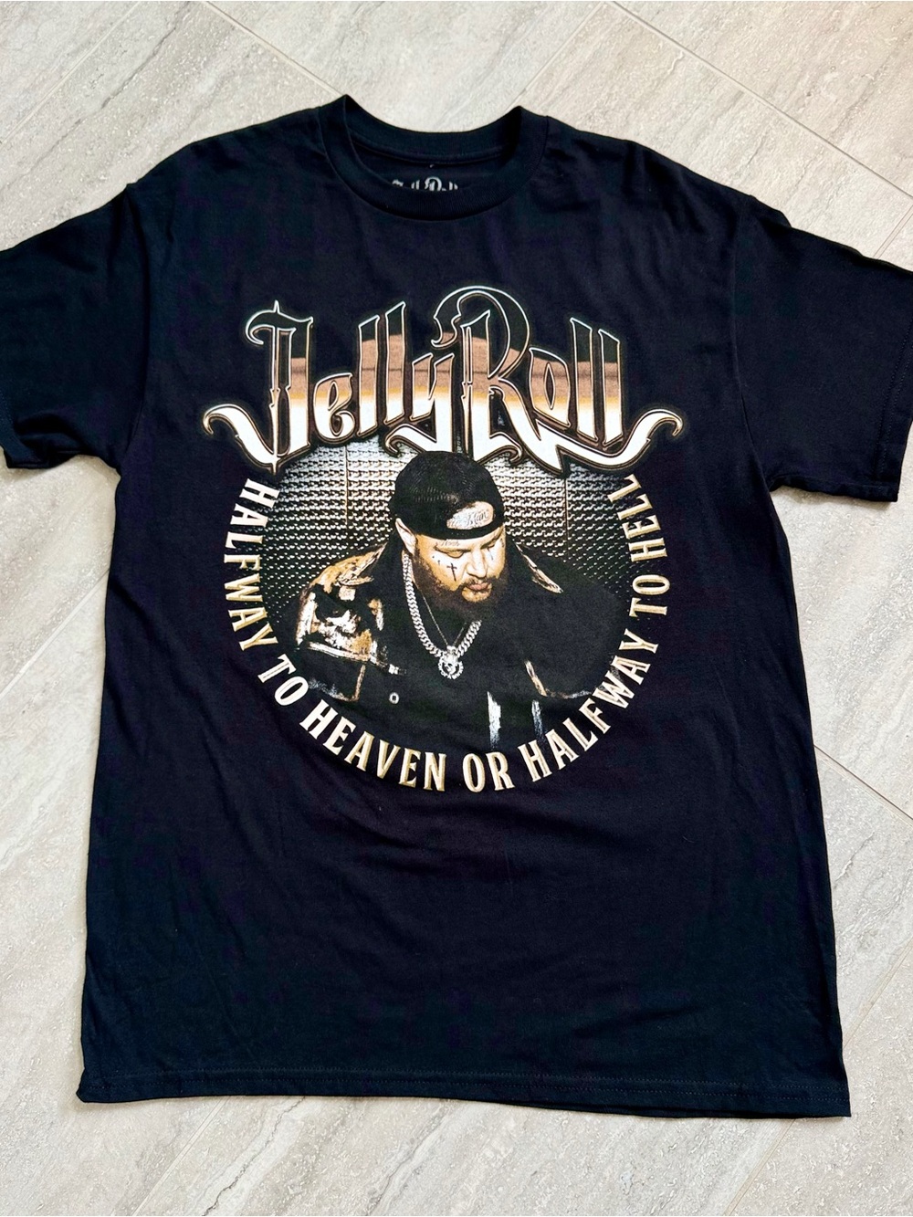 Jelly Roll Halfway To Heaven Or Halfway To Hell 2024 Black Graphic Tee M